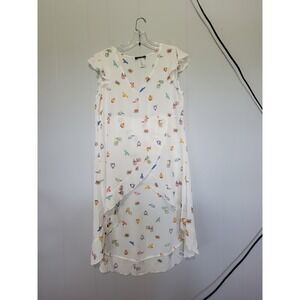 Women's Asymmetrical‎ Hi Low V-Neck Dress with Colorful Print Size Large